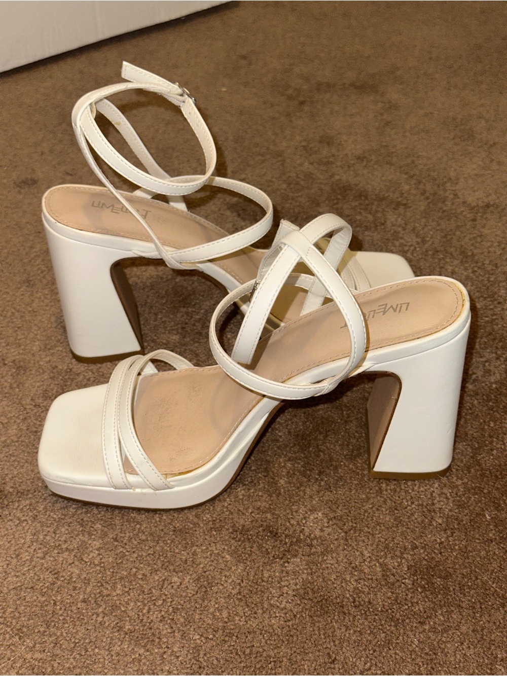 White Strappy Block Heel Sandals